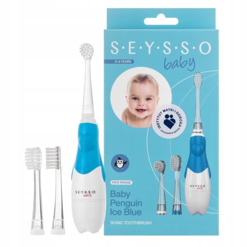  Звукова четка за зъби Seysso Baby Penguin Ice Blue, 3 накрайника