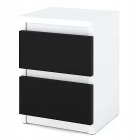    НОЩНО ШКАФЧЕ Маса с 2 чекмеджета Бял Черен Мат