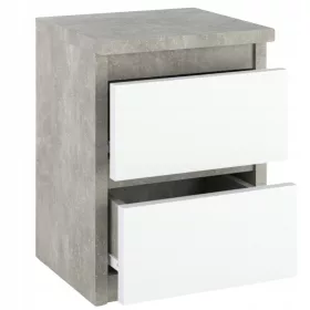    НОЩНО Шкафче с 2 чекмеджета, маса, БЕТОН, МАТОВО БЯЛО
