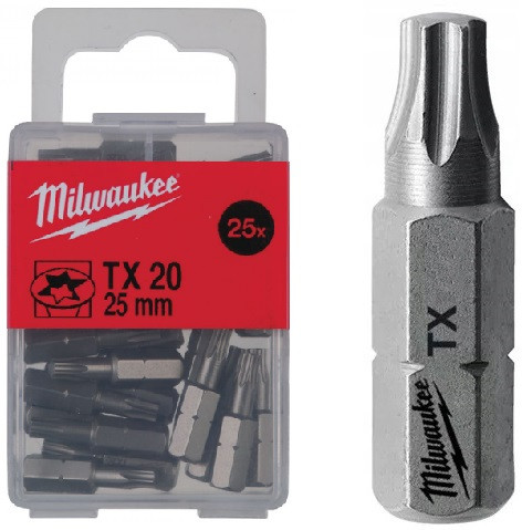  Комплект битове Milwaukee TX20 25 mm 1/4" 25 части