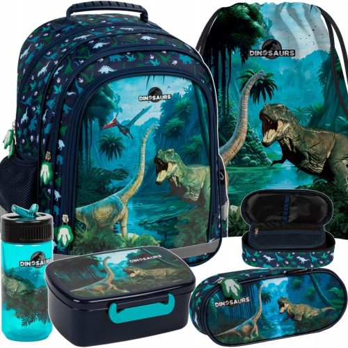  Ученическа раница Derform с много отделения Shades of blue, Shades of green, Multicolored