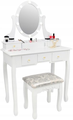  Тоалетка Funfit, матово бяла, 80 x 137 x 40 см + Стикер за книги, комикси, Mobilek Store