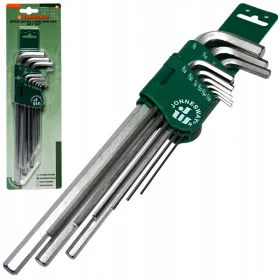    Jonnesway инчови прав ъглов шестограмен ключ, изключително дълъг 9 бр