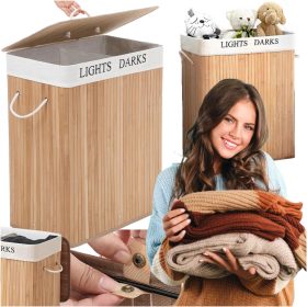    Свободностоящ кош за пране Gockowiak, 100л, естествен, нюанси на кафяво и бежово