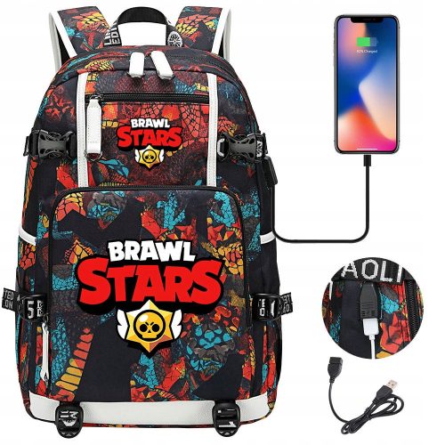  ГОЛЯМА USB РАНИЦА Brawl Stars ВОДОУСТОЙЧИВ НОВ ДИЗАЙН С ГОЛЯМ КАПАЦИТЕТ