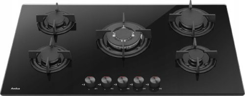  Amica PGCA7101AoB стъклен газов котлон WOK 70cm Чугунена решетка 5 горелки