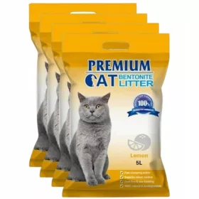    Premium Cat Clumping Bentonite Litter - Lemon за котки, ароматизиран 5L
