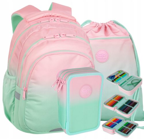 Ученическа раница CoolPack Gradient Strawberry с комплект аксесоари