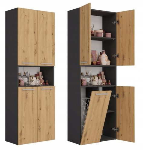  ШКАФ ЗА КНИГА 60 СТЪЛБА NEL DK 1K КОШНИЦА АНТРАЦИТ ARTISAN OAK
