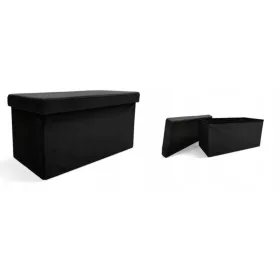  Тапициран пуф Черен контраст