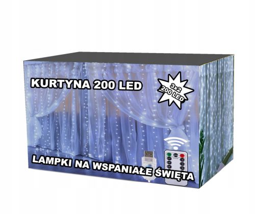  СТУДЕНА СВЕТЛИНА ЗАВЕСА 200 LED USB 3x2M + ДИСТАНЦИОННО