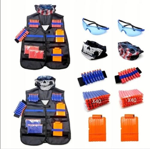 NERF КОМПЛЕКТ ЖИЛЕТКА, МАСКИ, ПАТРОНИ, ДВОЕН КОМПЛЕКТ