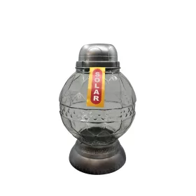   Соларен лампион със сребриста основа и прозрачно стъкло, 30 см