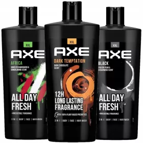    Голям комплект душ гелове Axe Dark Temptation Black и Africa 3x 700мл