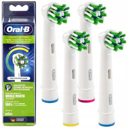  4x ГЛАВИ ЗА ЧЕТКА ЗА ЗЪБИ BRAUN ORAL-B КРЪСТОЧНО ДЕЙСТВИЕ, БЕЛИ