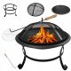  ГРАДИНСКА ОГНИЩА С КАПАК FIRENZE 54 СМ ЗА СКАРА ЗА ЛАГЕРЕН ОГЪН STEEL BLACK