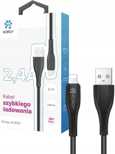  Korgy ALB20 USB-A - Lightning кабел 2м черен