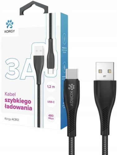 Korgy ACB12 USB-A - USB-C кабел 1.2m Черен