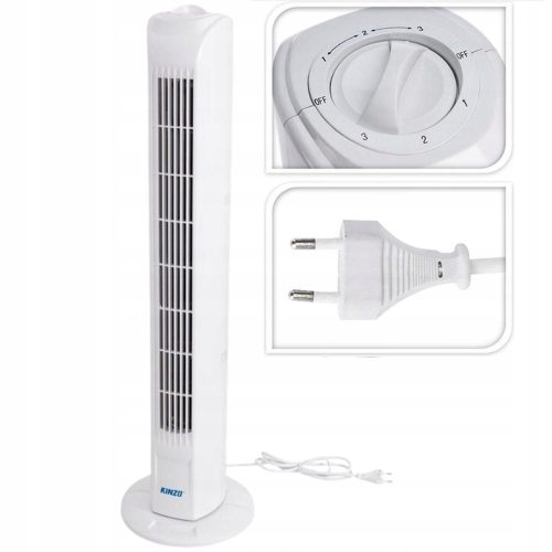  Kinzo Tower Fan бял колонен вентилатор