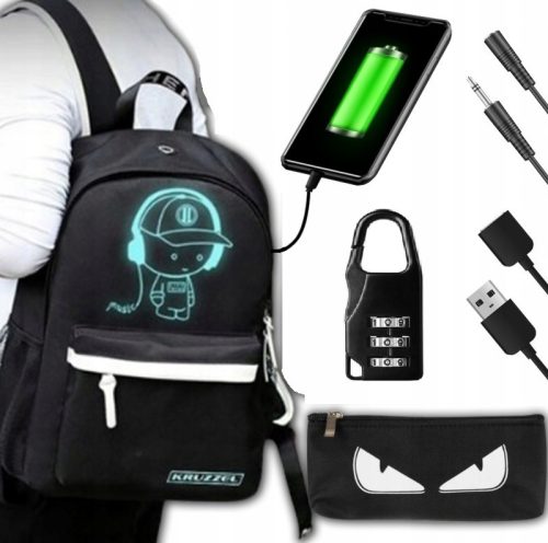 Ученическа раница с огледално отражение и USB - Комплект 5 в 1 + Подарък