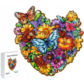    ДЪРВЕН ДЕТСКИ ПЪЗЕЛ 151 ЧАСТИ СЪРЦЕ ОТ ЦВЕТЯ ПОДАРЪК ЗА ДЕТСКИ