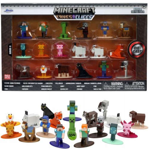  JADA TOYS Комплект фигурки Minecraft, версия 8, метални фигури, 18 бр.