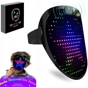    LED ЦИФРОВА МАСКА МУЗИКА 60 ДИЗАЙНА МУЗИКАЛНА МАСКА ПАРТИ РОКЛЯ