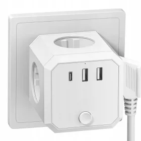    Разклонител за контакти USB Cube 7в1 4000W 16A