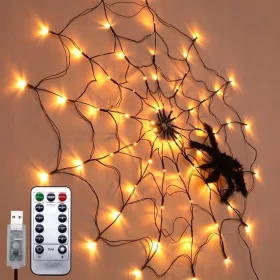    ЛАМПА ЗА ПАЯЖИНА 80 LED HALLOWEEN ПАЯК С ДИСТАНЦИОННО УПРАВЛЕНИЕ