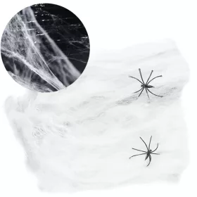    Изкуствени WHITE HALLOWEEN SPIDER WEB 2 паяка 60гр