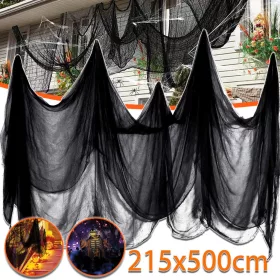    ЧЕРЕН СТРАШЕН МАТЕРИАЛ ЗА ХЕЛОУИН, 2,15 X 5M, ДЕКОРАТИВЕН ЗА ХЕЛОУИН