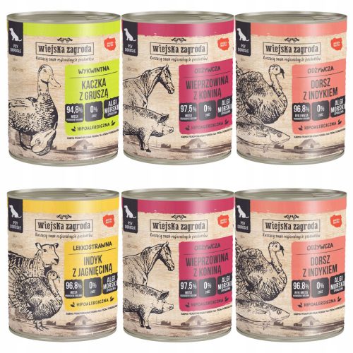 WIEJSKA ZOGRODA Mix of Flavors мокра кучешка храна консервирана 6 x 800 без зърно
