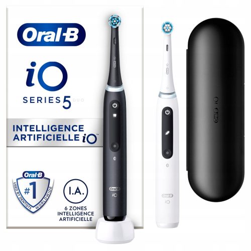  КОМПЛЕКТ 2x Oral-B iO5 Duo електрическа четка за зъби ЧЕРНО БЯЛА