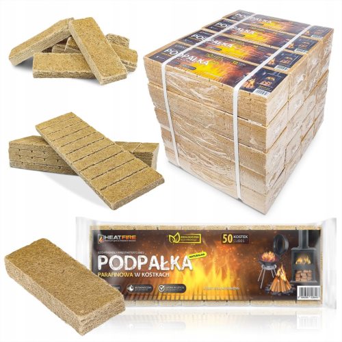  Екологичен ПОДПАЛКА в КУБЧЕТА HeatFire Подпалка за КАМИНА Грил 50 бр.