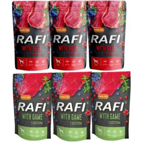    Dolina Noteci Rafi комплект 3x Кучешка храна телешко + 3x Еленско саше 0.5