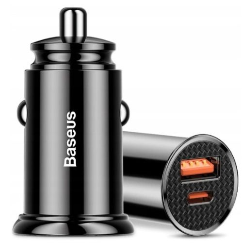  BASEUS МОЩНО БЪРЗО USB ЗАРЯДНО ЗА КОЛА USB-C TYPE-C PD 30W QC 3.0 5A
