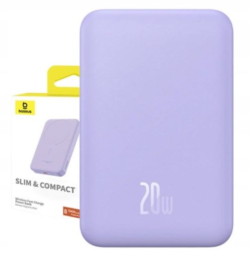  Baseus магнитна мини захранваща банка 5000mAh 20W (лилава)