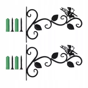    Железна закачалка за растения 2 бр. Декорация за стена с форма на птица, 3 листа, тиха фея