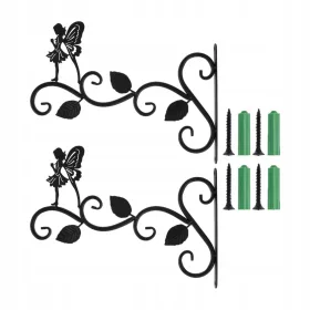    Железна закачалка за растения 2x Декорация за стена във формата на листо, 3 листа, стояща фея