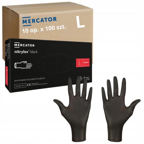  Ръкавици НИТРИЛ черни MERCATOR NITRYLEX AQL 1.5 r. 1000 бр.