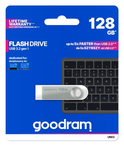  GOODRAM UNO3 флашка 128 GB USB 3.2 сребриста