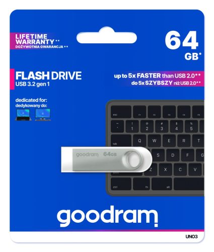  GOODRAM UNO3 флашка 64 GB USB 3.2 сребриста
