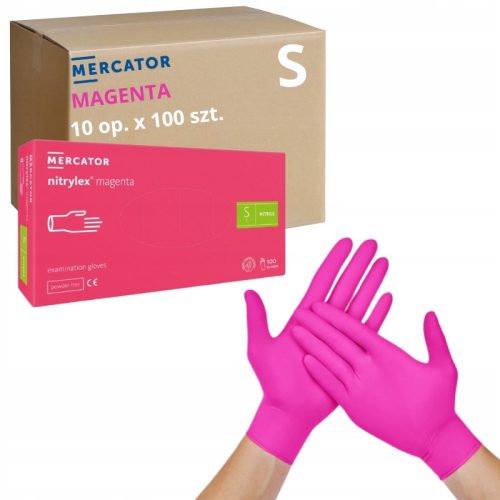  Ръкавици Mercator Ръкавици нитрилни 100 бр. Nitrylex Magenta размер 7 - S 50 чифта