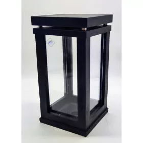   Елегантна модерна лампа за свещи в черно - Квадратна форма с прозрачно стъкло