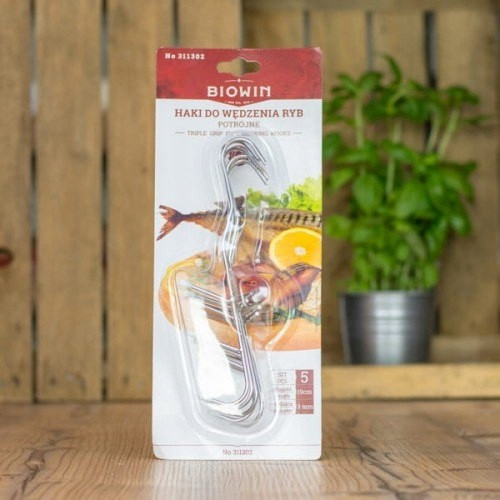  ТРОЙНИ КУКИ 5 бр. за ПУШЕНЕ НА РИБА за ПУШАЛКА INOX CONTOURED BROWIN
