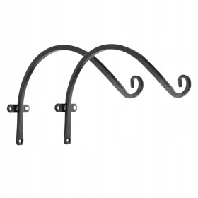    2 бр. Кована желязна скоба за окачване, държач за кошница с растения, кука за дома и градината