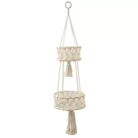    Закачалка за растения, закачалка за плодове, декор, поставка за саксии за цветя, Makrama White, 2 нива
