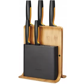    Комплект от 5 готвачески ножа FISKARS в бамбуково блокче, остри
