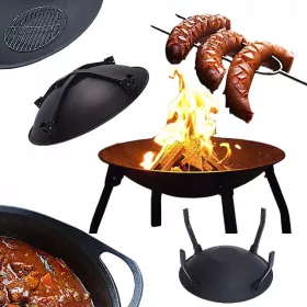    STEEL GARDEN FIRE PITCH КОТЕЛ ГРИЛ КУПА ЗА ДЪРВА 55 СМ