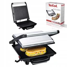    Tefal Contact, Panini, Сгъваема електрическа скара Мултифункционална електрическа скара 2000 W Сребристо/Сиво 2000 W